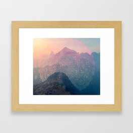 Mountain Scene Mandala Multicolor Framed Art Print