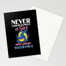 Water Polo Ball Player Cap Goal Game Stationery Card