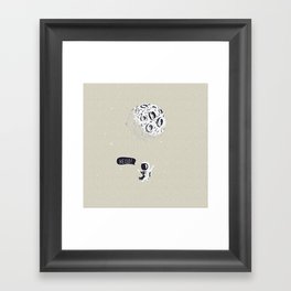 Cute Astronaut Riding A Swing Tethered To The Moon Framed Art Print