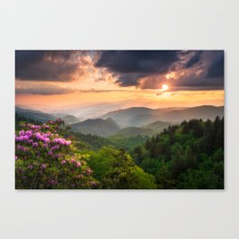 NC Great Smoky Mountains Cherokee North Carolina Summer Sunset National Park Scenic Landscape Photography Canvas Print