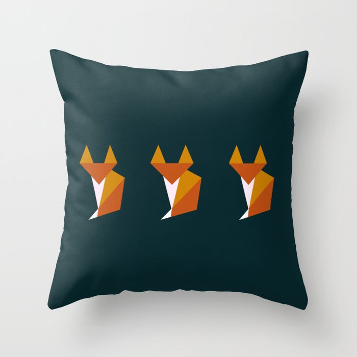 Triple tiny fox Throw Pillow