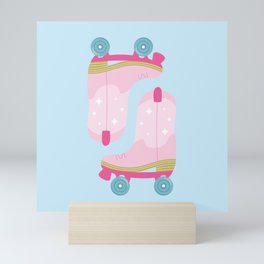 Cowboy Roller Skates Mini Art Print