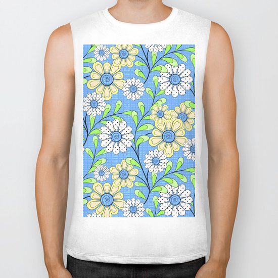 Bright floral pattern. Biker Tank