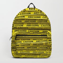 AWESOME, use caution / 3D render of awesome warning tape Backpack | Ribbon, Investigation, Crime, Criminal, Violence, Evidence, Forensic, Law, Victim, Graphicdesign 