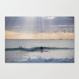 Surfing Miami Beach at Sunrise Miami Florida Canvas Print