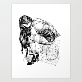 Lady on Cube Art Print