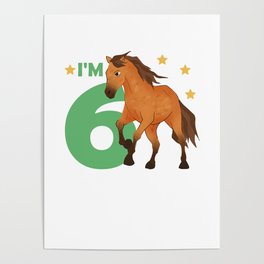 Children 6th Birthday Horse Six Years Old Rider Poster