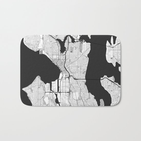 Seattle Map Gray Bath Mat