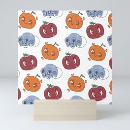 Friendly Fruits Pattern Mini Art Print