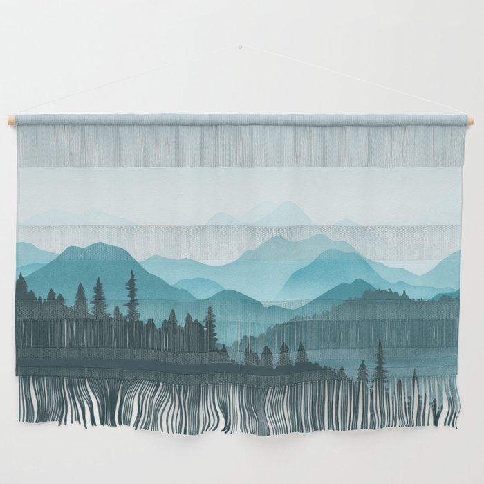 Teal Mountains Wall Hanging