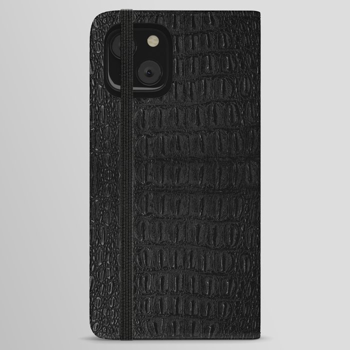 Black Alligator Skin Print iPhone Wallet Case