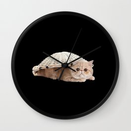 Funny Cat with a Basket on its Head Wall Clock | Basket, Funnycat, Kittah, Kitty, Cat, Scottishshorthair, Graphicdesign 