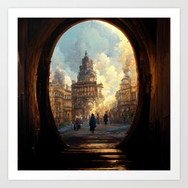 A Portal Opening In A Victorian City Art Print | Opening, In, Ai, Homedecor, Prints, Giftware, Portal, Canvas, Victorian, Gift 