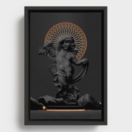 No2 in Black Antique Statues Trio Framed Canvas