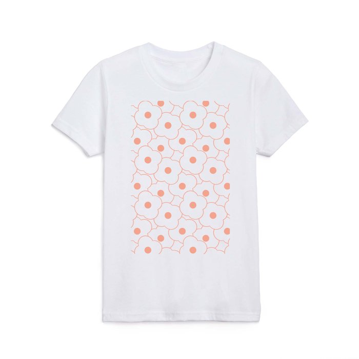 Peach Flowers Simple Pop-Art Minimal Floral Pattern Kids T Shirt