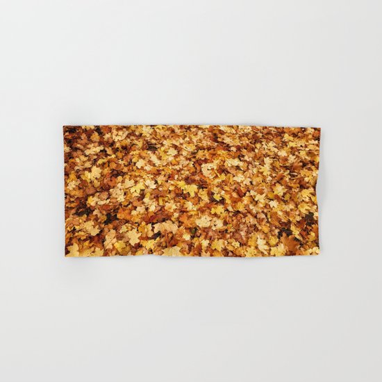 Gold yellow fall maple leaves Hand & Bath Towel