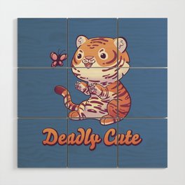 Deadly Cute Tiger // Kawaii, Big Cat, Animals Wood Wall Art
