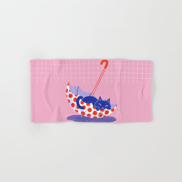 Umbrella Cat Hand & Bath Towel
