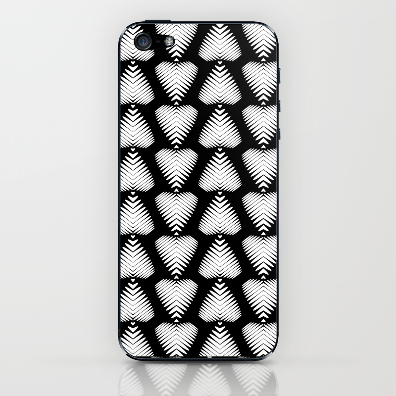 White Striped Hearts On A Black Background. iPhone & iPod Skin by grachyhamr