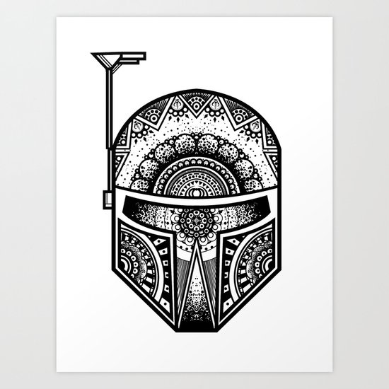Mandala Boba Fett - Black. The baddest bounty hunter in the land. Art Print
