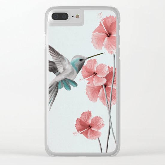 Hummingbird with Hibiscus Clear iPhone Case