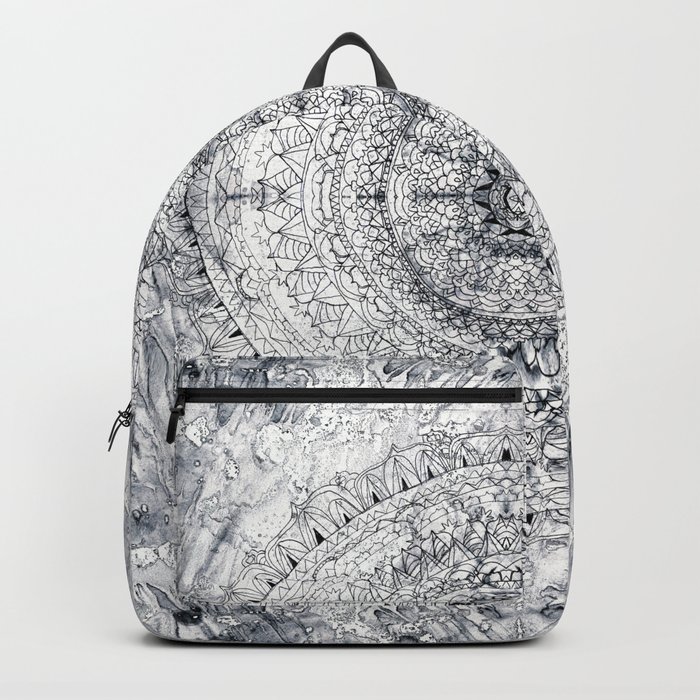 Black&white Mandala - & Grey Blue Backpack