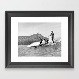 Surfing Diamond Head, Hawaii 2 Framed Art Print