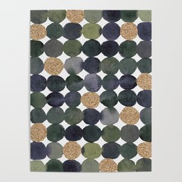Dots pattern - kaki and copper Poster
