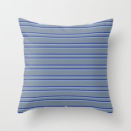 [ Thumbnail: Light Slate Gray, Dark Blue, and Light Blue Colored Stripes/Lines Pattern Throw Pillow ]