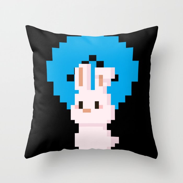 Bunny Pixel Game Rabbit Art Retro Throw Pillow