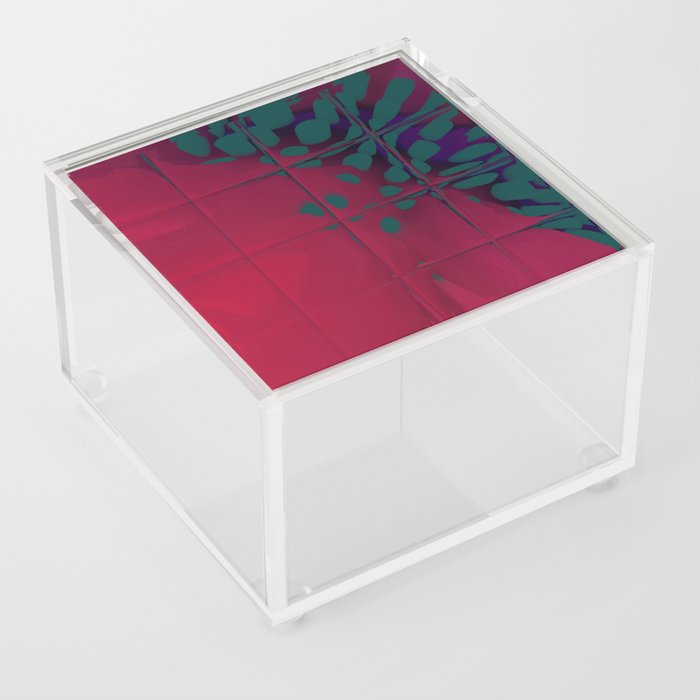 Teal and Crimson Red Abstract  Acrylic Box
