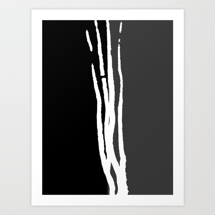 Abstract Line Art Black White Charcoal Gray Grey Art Print