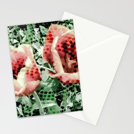 Two cyber red tulips in a coding space Stationery Card