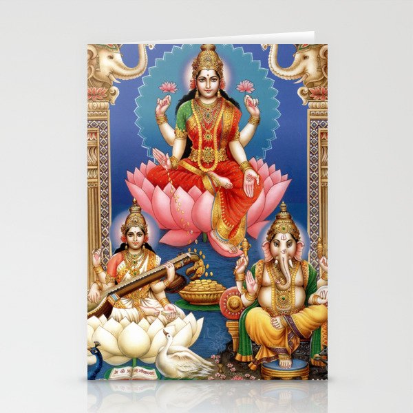 Maa Lakshmi, Maa Saraswati And Ganesh Stationery Cards