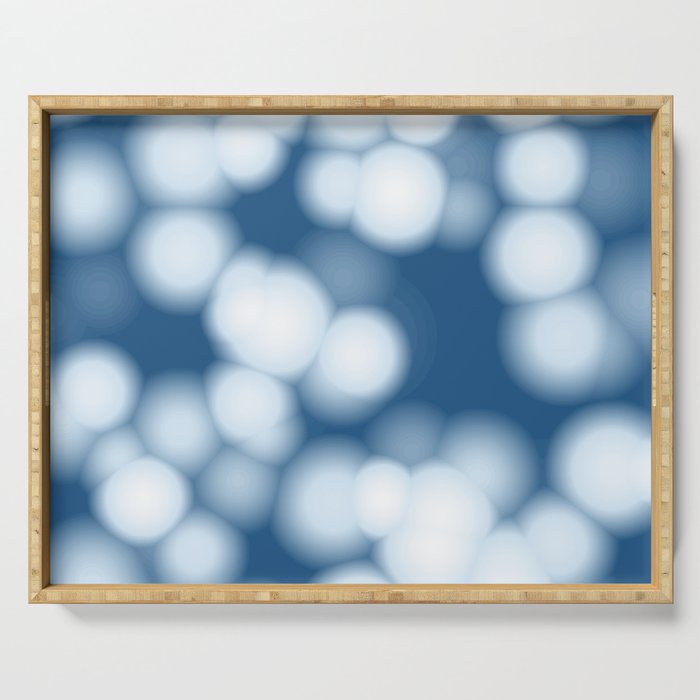 Meditative Blurry Lights in Calming Blue Ombre Serving Tray