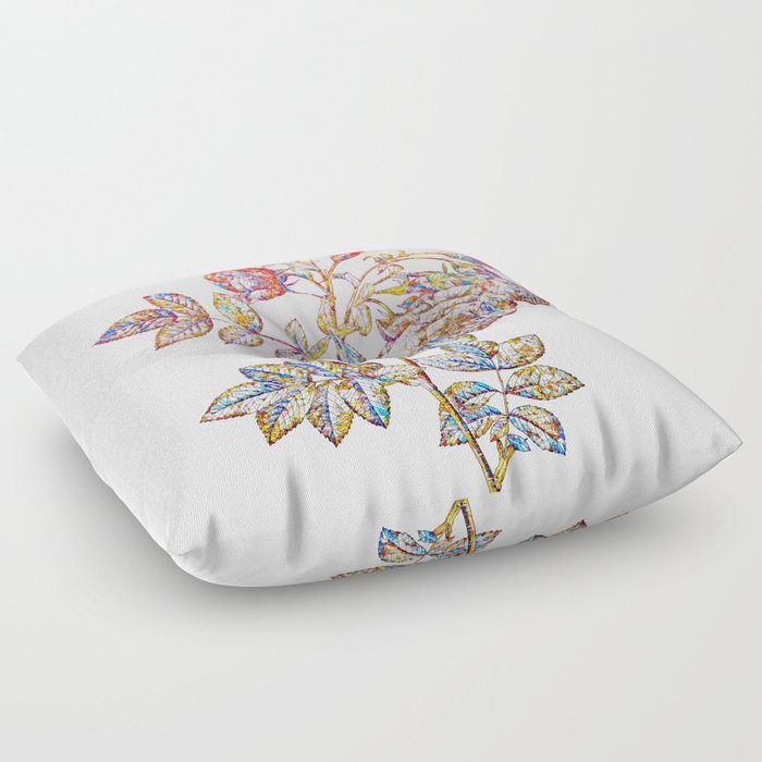 Floral Turnip Roses Mosaic on White Floor Pillow