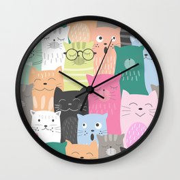 Cute Cat Pattern Wall Clock