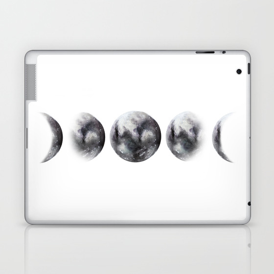 Moon Phases Watercolor Painting Laptop Ipad Skin By Ccartstudio