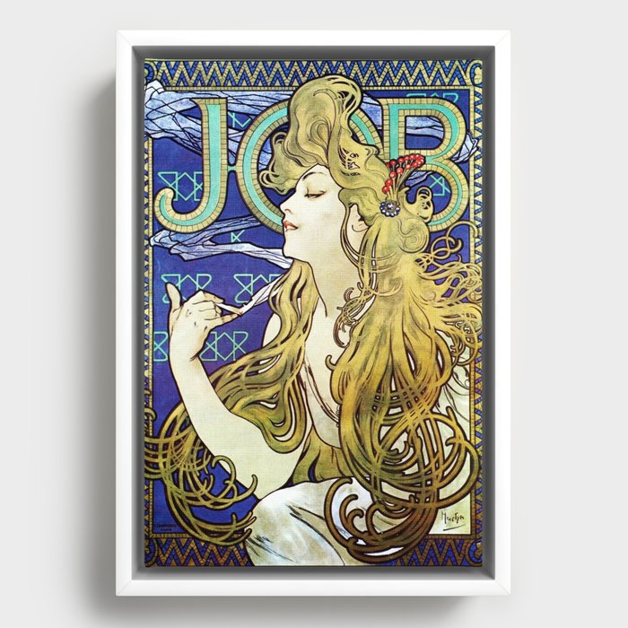 Job Mucha Colorful Artwork Art Nouveau Blond Girl Reproduction Framed Canvas