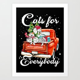 Cats For Everybody Ugly Christmas Cat On Vintage Truck Farm Art Print | Graphicdesign, Catartwork, Kitty, Cat, Catface, Illustrationcat, Catdrawing, Catcartoon, Catsayings, Catchristmas 