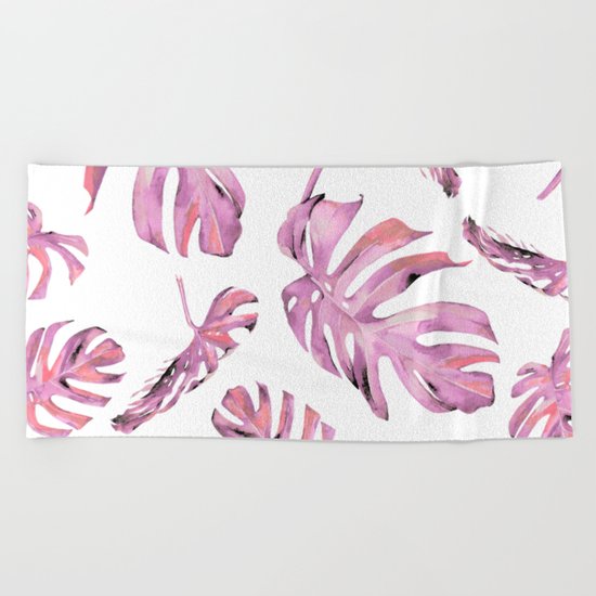 Monstera Pattern Pink #society6 #buyart Beach Towel