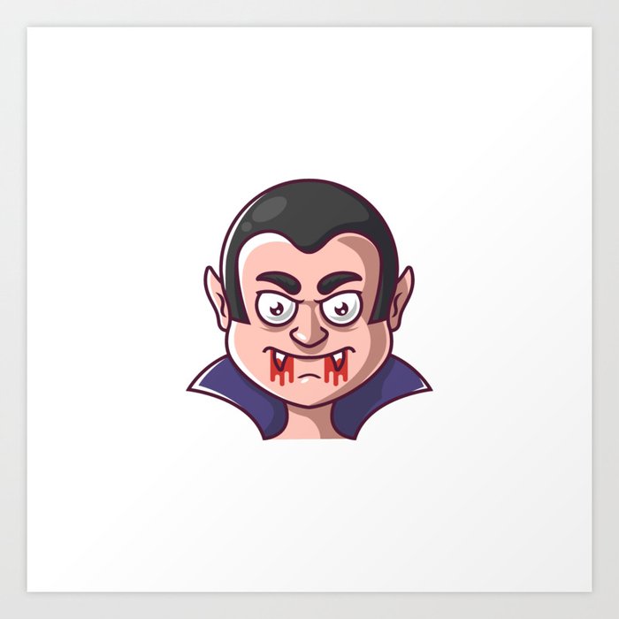 Face Vampire Dracula With Blood Mouth Art Print by ABRIANA | Society6