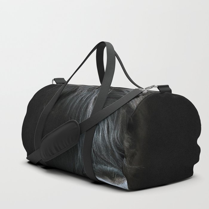 Black Scottish Highland Cattle Portrait - Animal Photography Duffle Bag