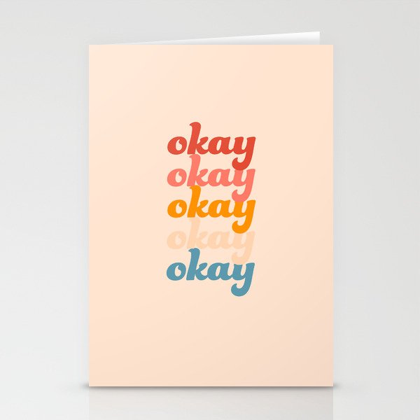 OKAY - Rainbow Typographic Retro Nostalgic Minimalistic Art Design Pattern Stationery Cards