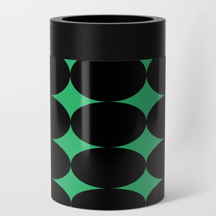 Retro Round Pattern - Green Black 2 Can Cooler