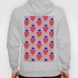 Bright colourful abstract strawberry seamless pattern on peach background Hoody