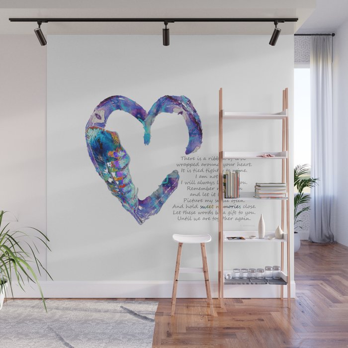 Blue Heart Art For Grief Healing - Ribbon Of Love Wall Mural