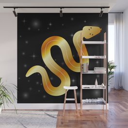 Magical golden serpentine with stars  Wall Mural