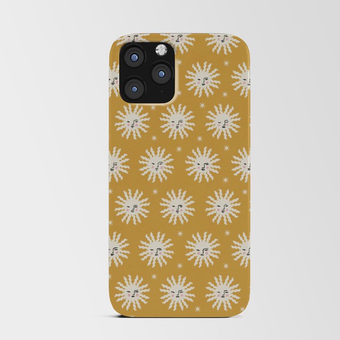 Golden Sunshine With Faces Pattern iPhone Card Case