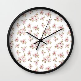 Pink Flower Pattern Wall Clock